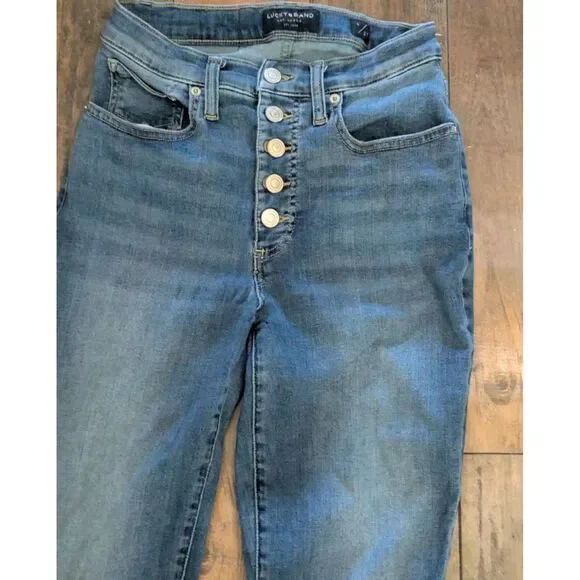 Lucky Brand Bridgette High Rise Skinny Button Fly Jeans Size 27/4 Blue Denim - Picture 3 of 6